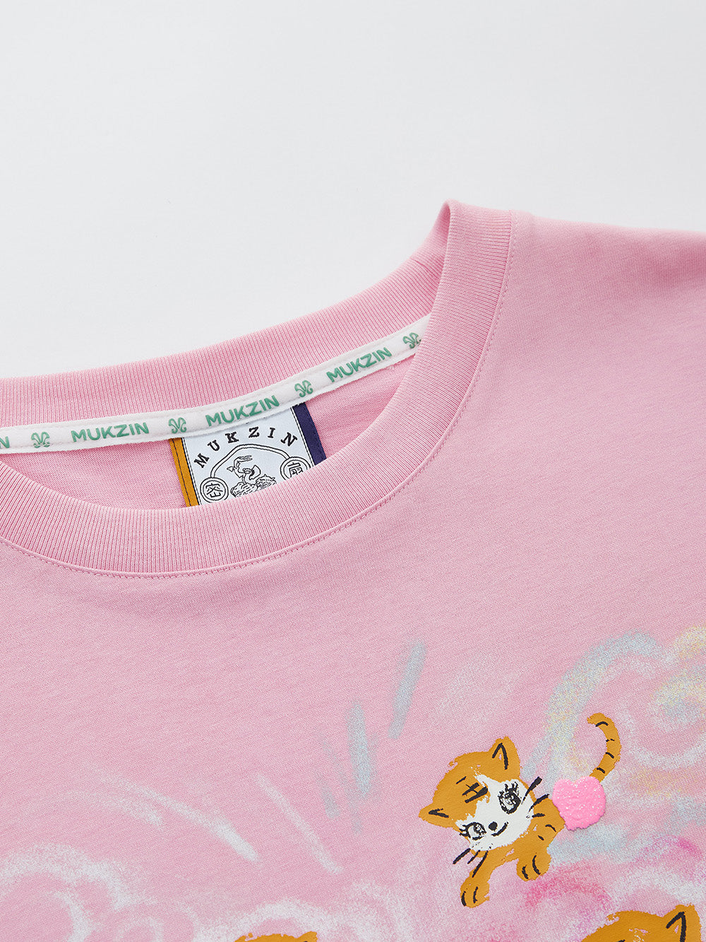 MUKZIN SpringPrelude "Fortunate Tiger Soaring through Clouds" Pure Cotton Washed and Distressed Oversized T-shirt