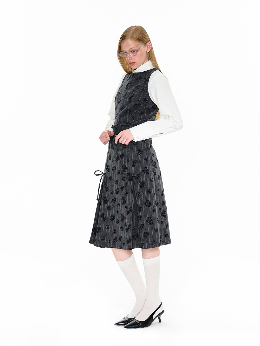 MUKTANK × LOUMUTAKU Flocked Rose Skirt