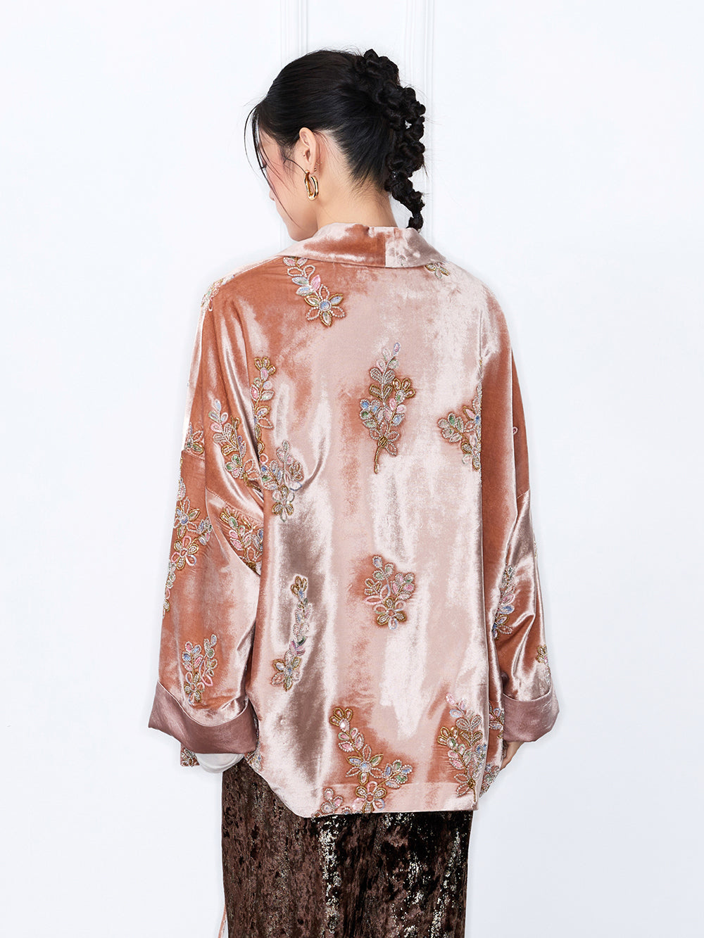 MUKZIN“Capsule Collection”Light Luxury Beaded Velvet Loose Fit Coat