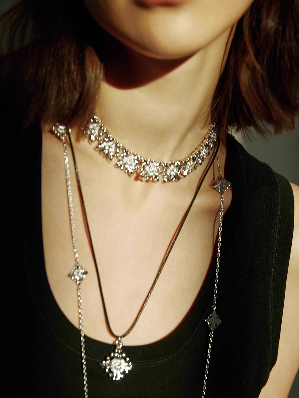 MUKTANK×SUN HUNTER Drawstring Leather Necklace with Iris Design