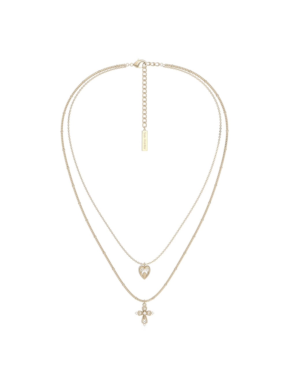 MUKTANK×SUN HUNTERCross and heart double-layer necklace