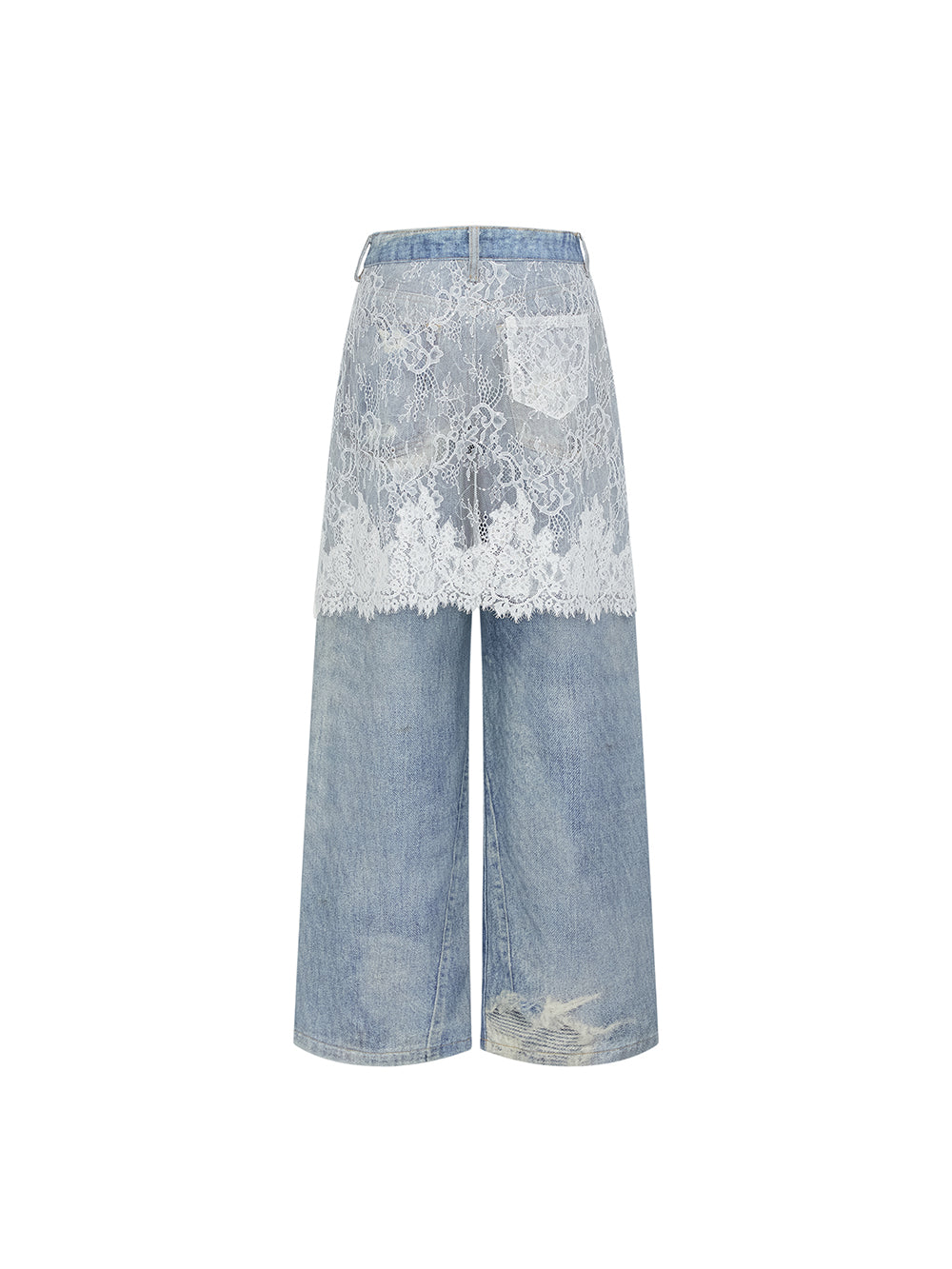 MUKZIN SpringPrelude“A Dream in the Curtain”Lace Patchwork Wide-leg Jeans