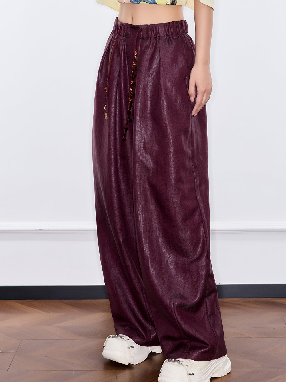 MUKZIN "Ode to the New Summer"Burgundy - colored Wide - leg Pants