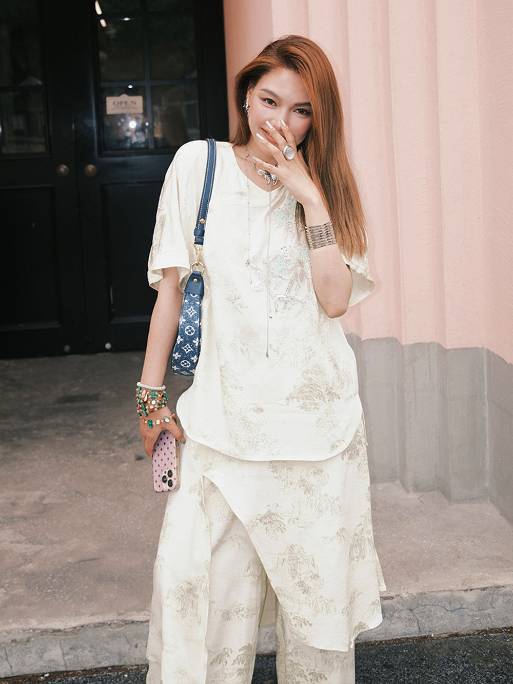 MUKZIN“Capsule Collection”Off - White Jacquard Loose Top