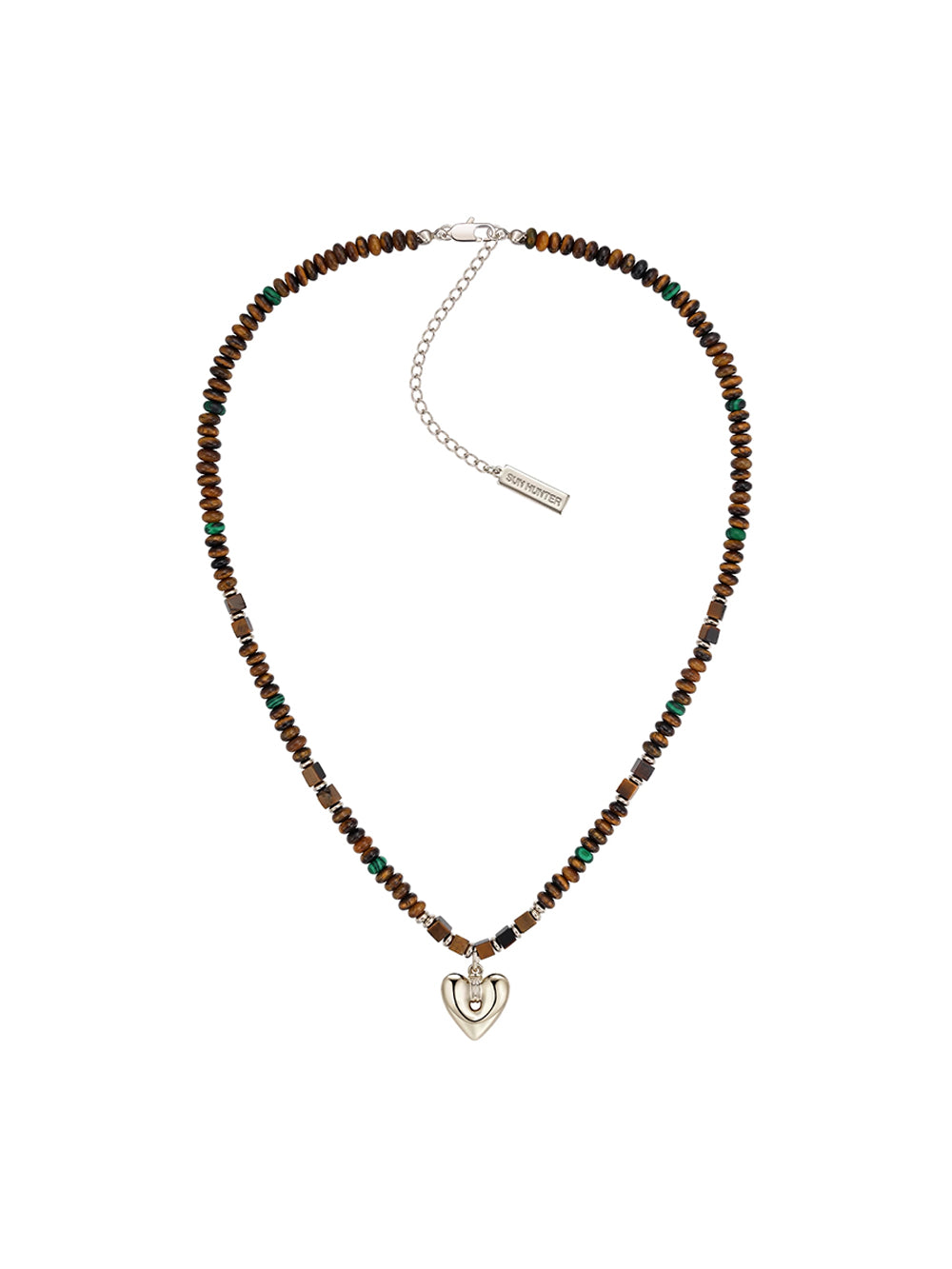 MUKTANK×SUN HUNTER Tiger's Eye Heart-shaped Necklace