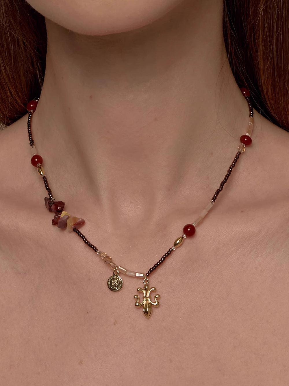 MUKTANK×SUN HUNTER Iris and Red Agate Necklace
