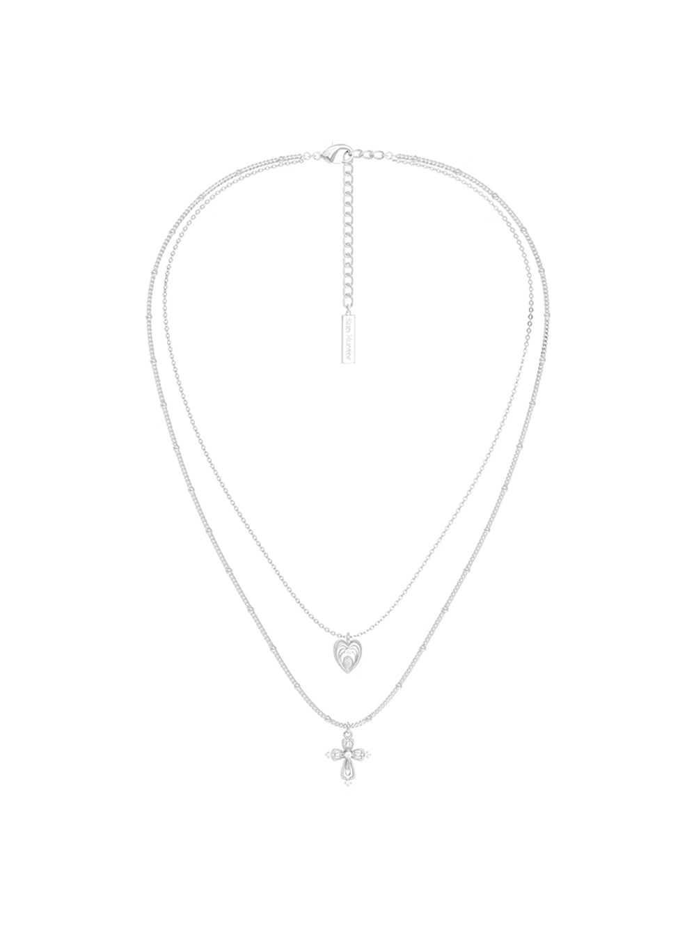 MUKTANK×SUN HUNTERCross and heart double-layer necklace