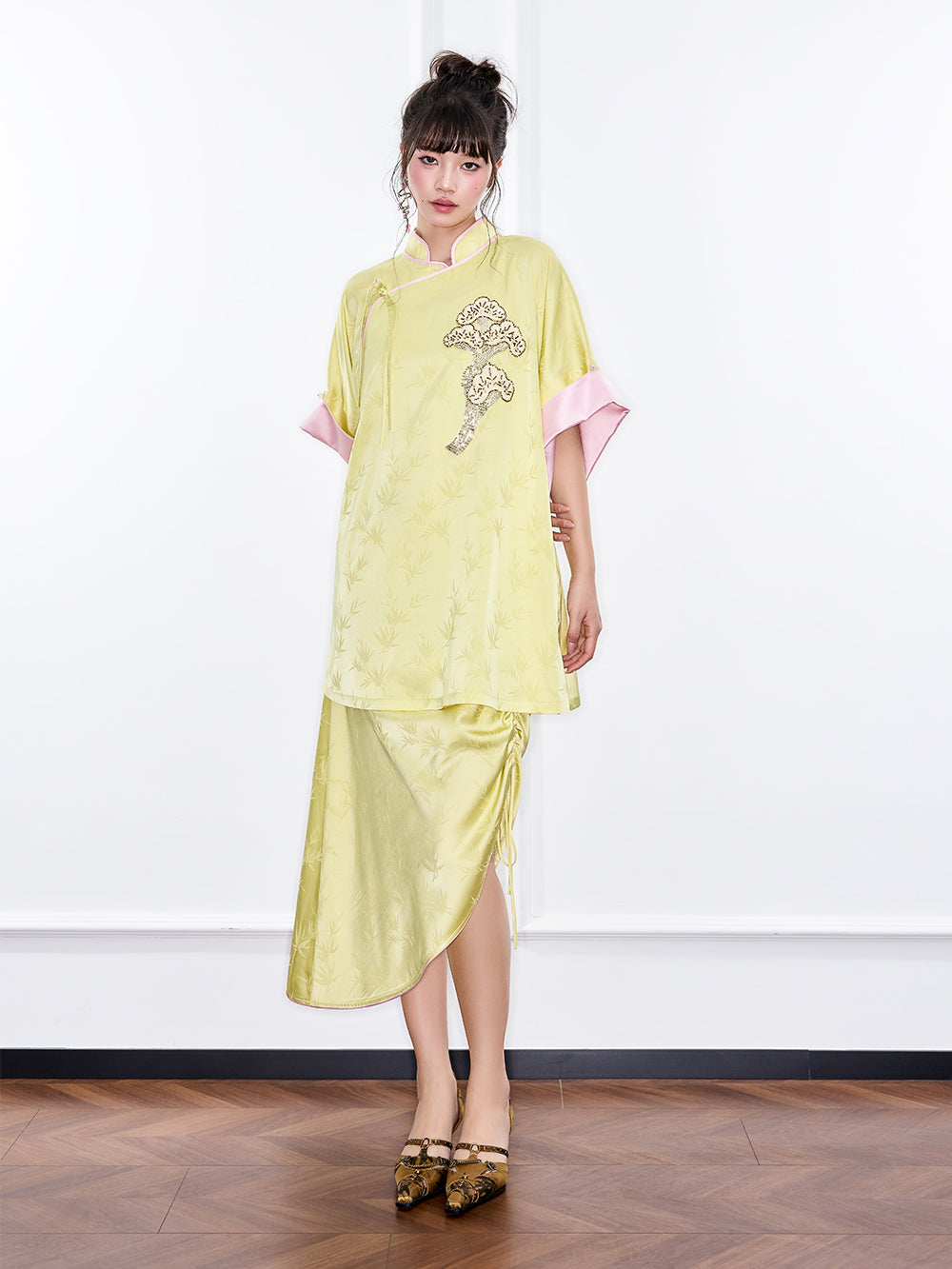 MUKZIN "Ode to the New Summer"Neo - Chinese Style Bamboo - Print Qipao