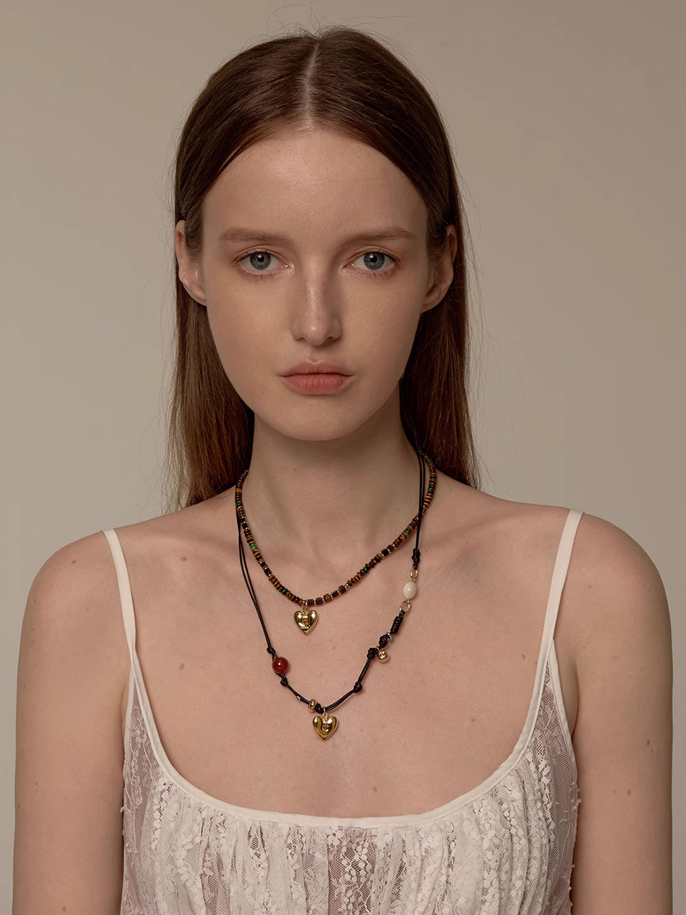 MUKTANK×SUN HUNTER Heart-shaped Braided Rope Necklace