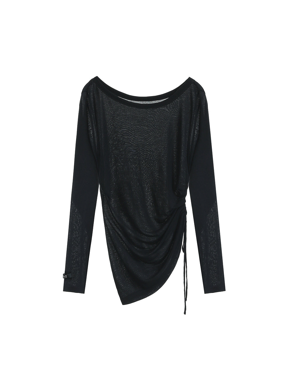 MUKTANK×MODULER Tencel Knitted Top With Stacked, Irregular Pleats And an Off-the-shoulder Design