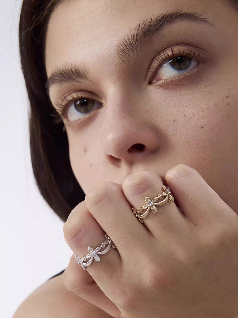 MUKTANK×SUN HUNTER Lace cross full-circle ring