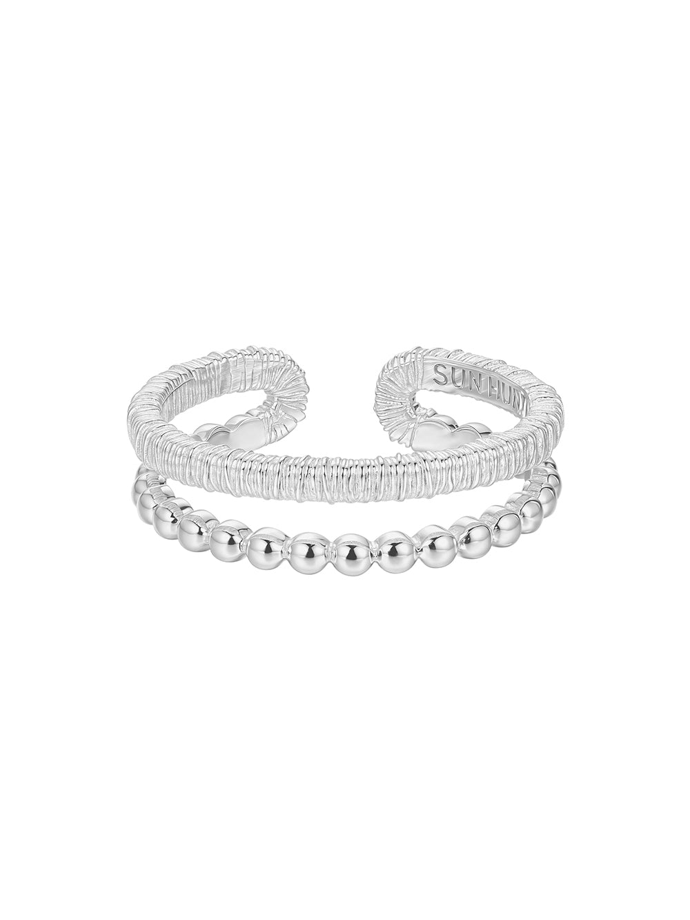 MUKTANK×SUN HUNTER Brushed Double-Layer Ring - S925 Silver