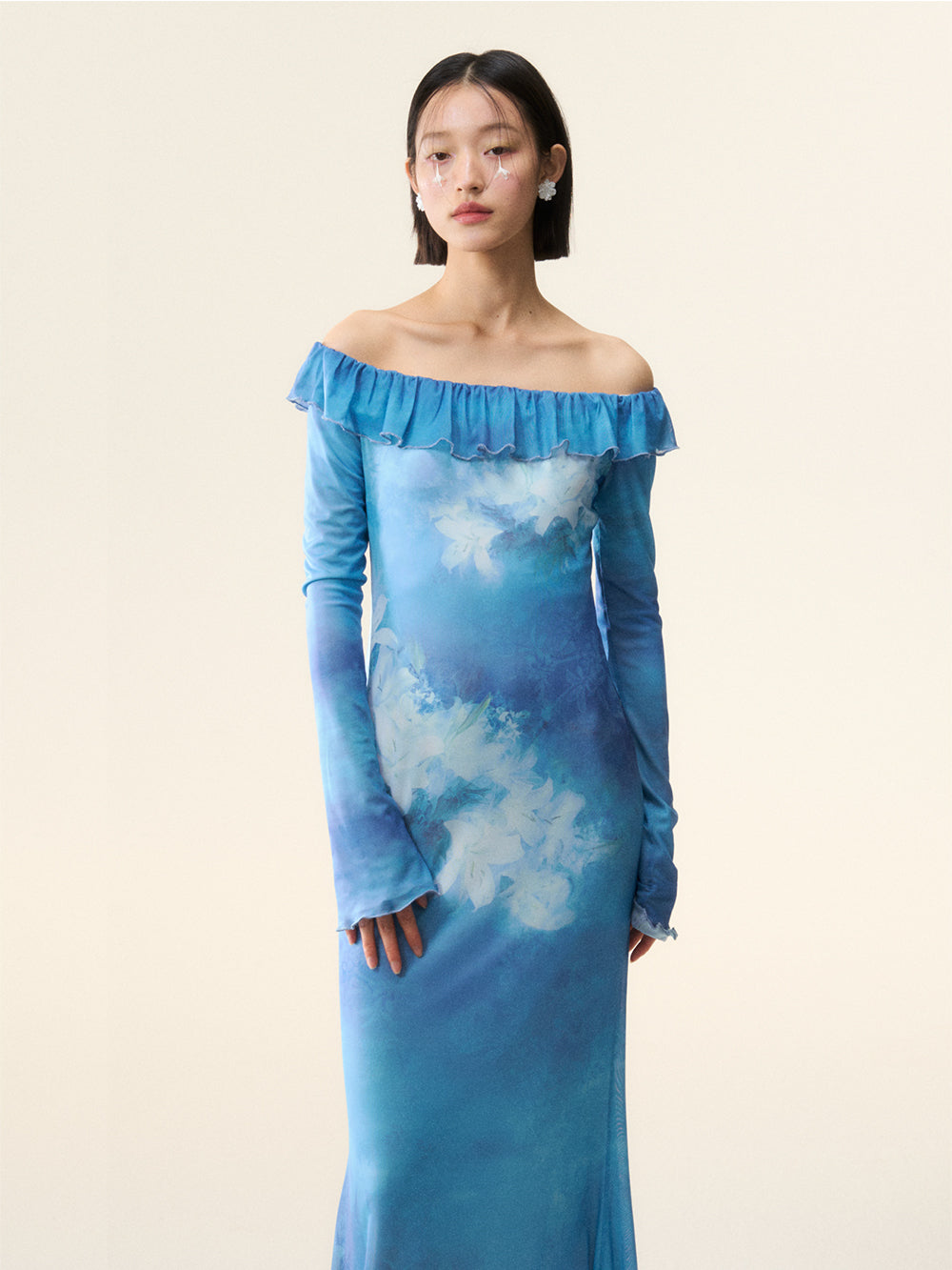 MUKTANK×LOUMUTAKU Blue Lily Dress