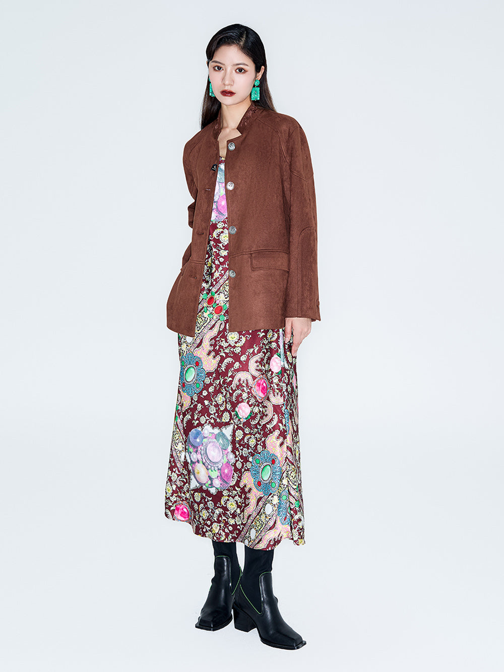 MUKZIN Linglong "Wandering Poet" Retro Suede Tang Suit Jacket