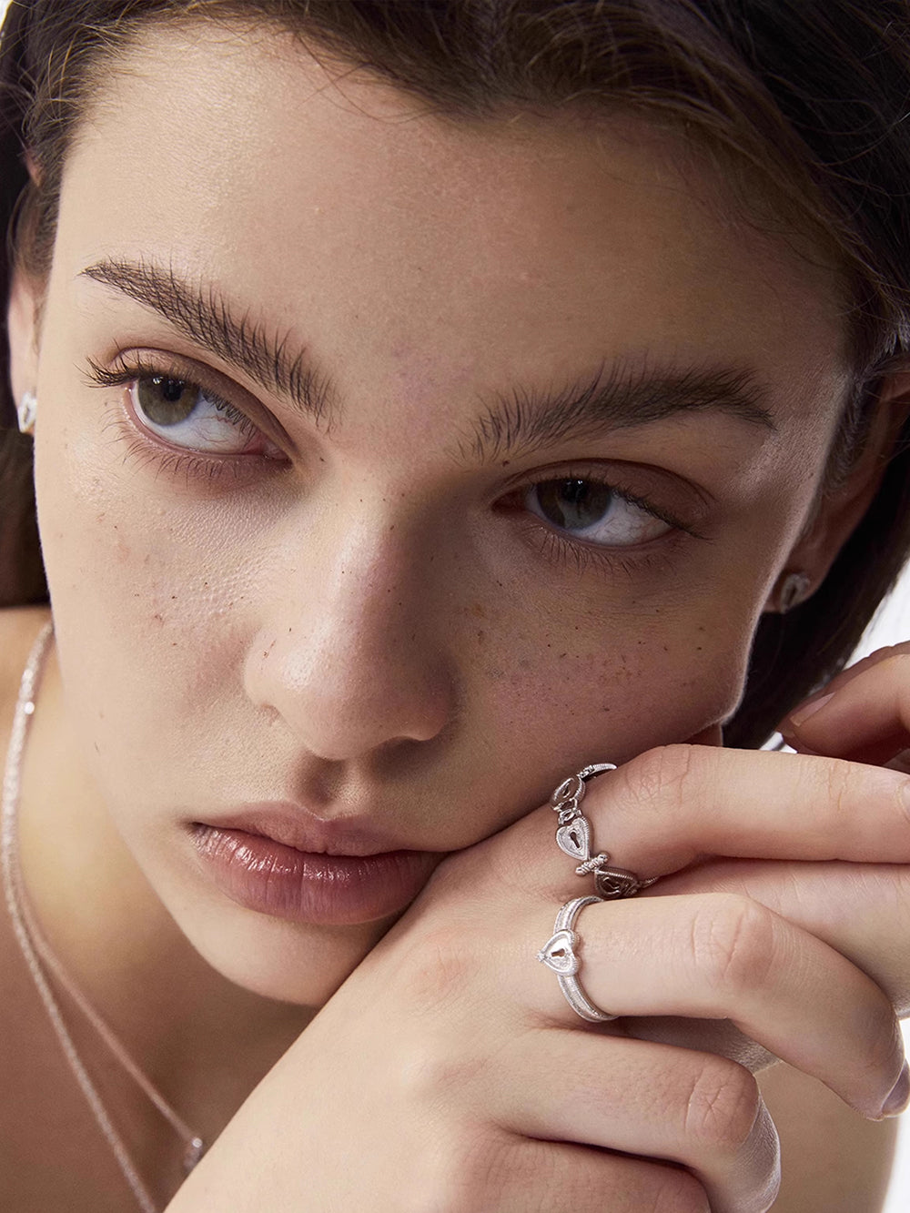 MUKTANK×SUN HUNTER Lace heart double-lock ring
