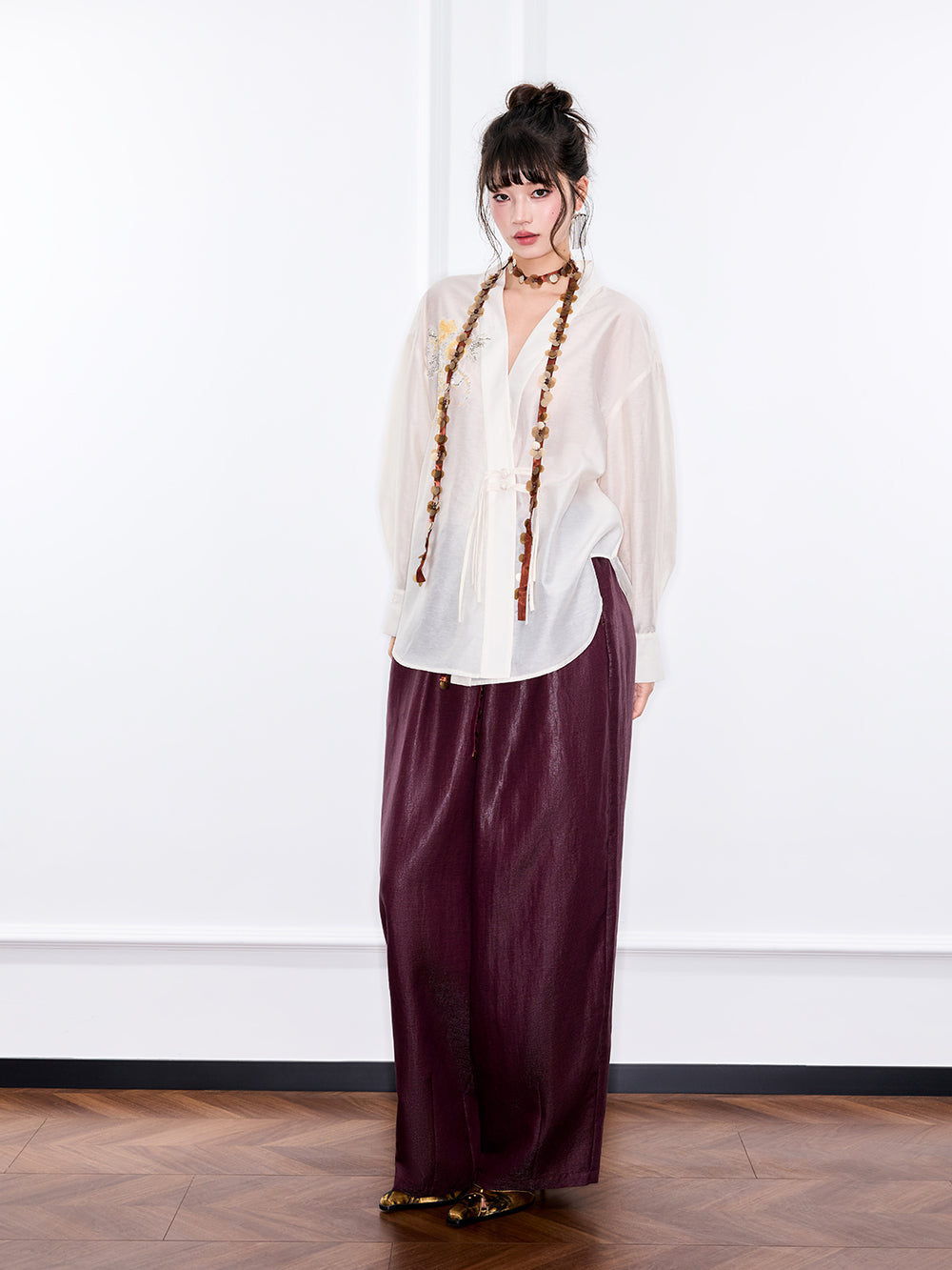 MUKZIN "Ode to the New Summer"Neo - Chinese Style Embroidered White Shirt