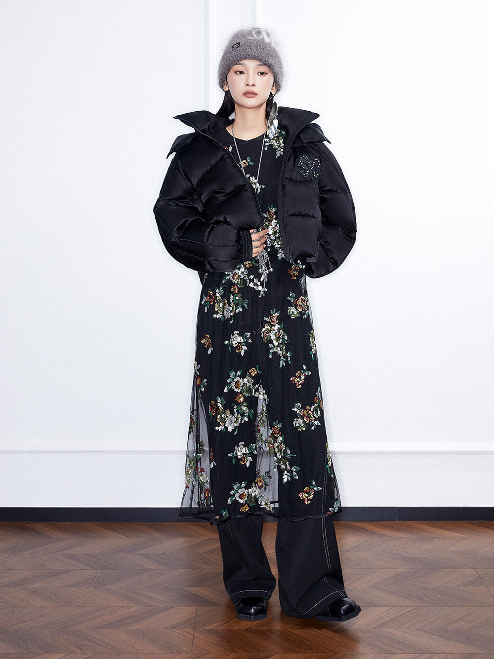 MUKZIN Linglong "Flowers Playing with Shadows"Chinese-style Color-Blocked Shirt Cotton Jacket.