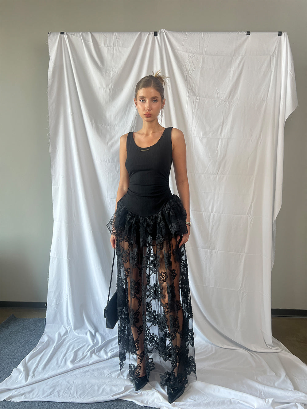 MUKTANK×Jqwention Black lace dress
