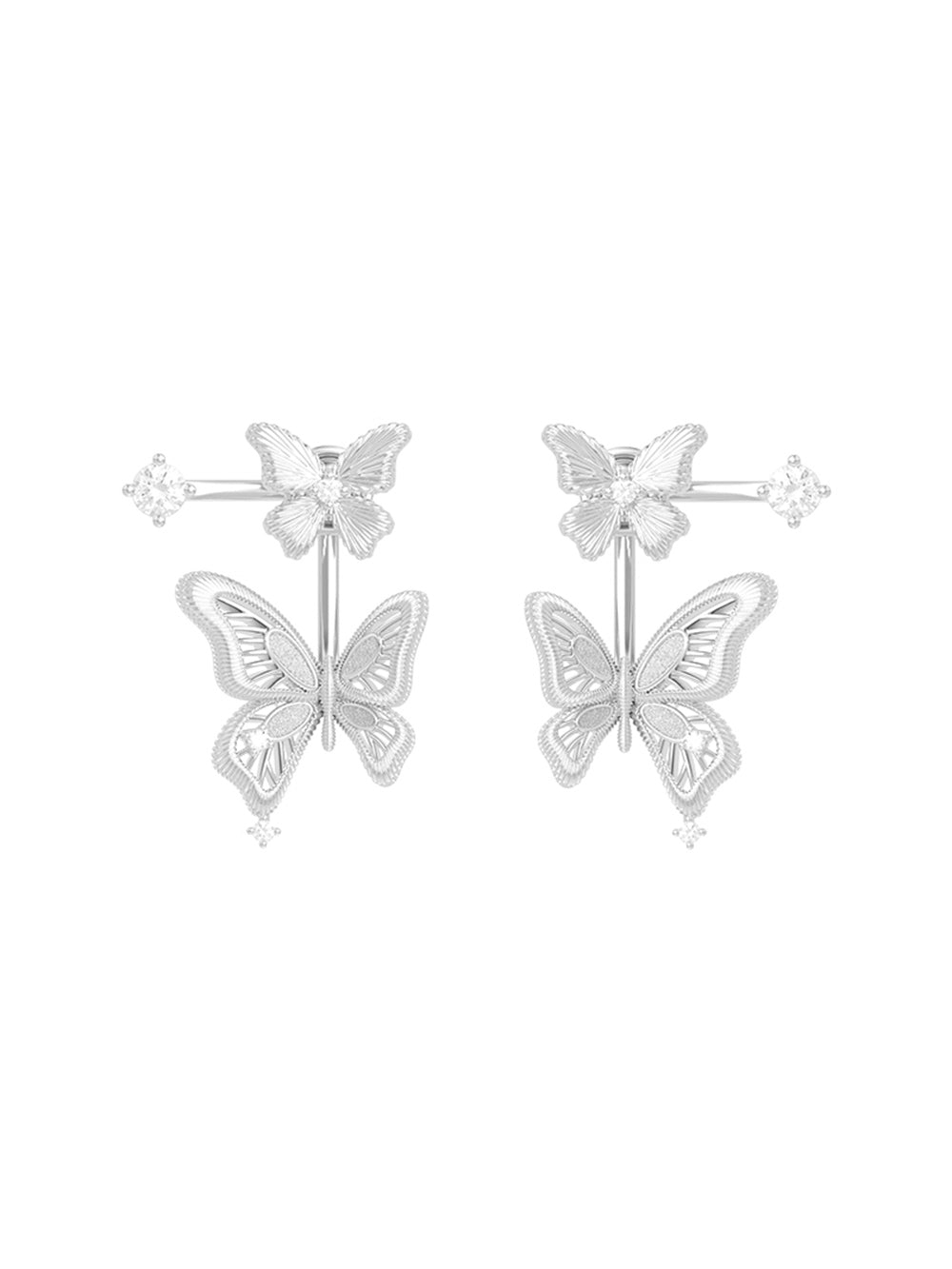 MUKTANK×SUN HUNTER “Emergence”Lace Butterfly Earrings with Upper and Lower Parts