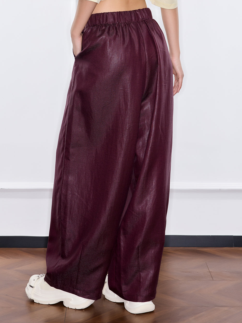 MUKZIN "Ode to the New Summer"Burgundy - colored Wide - leg Pants