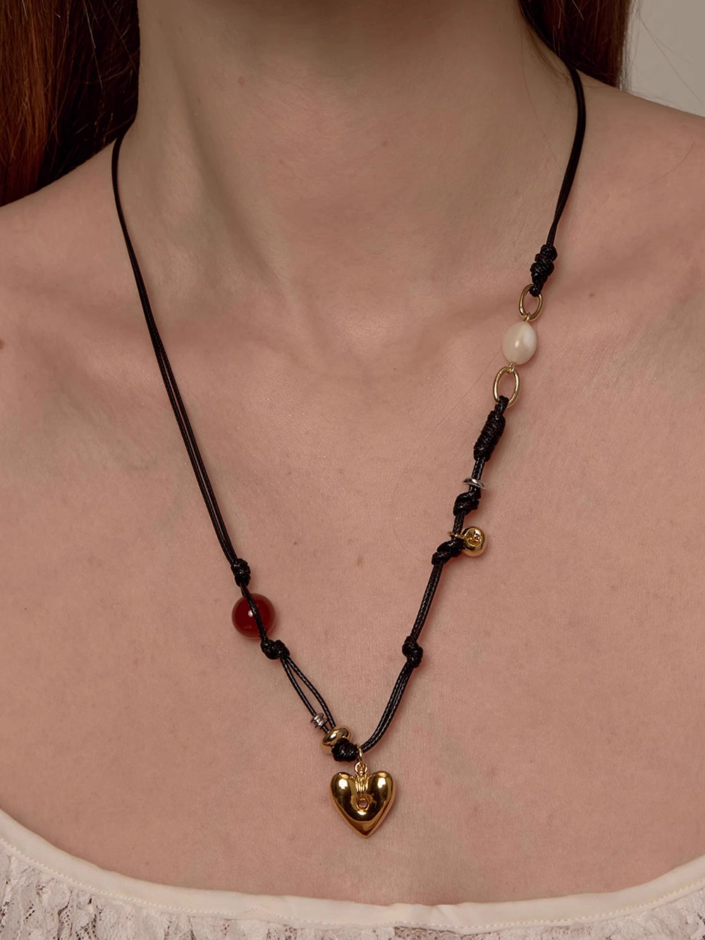 MUKTANK×SUN HUNTER Heart-shaped Braided Rope Necklace