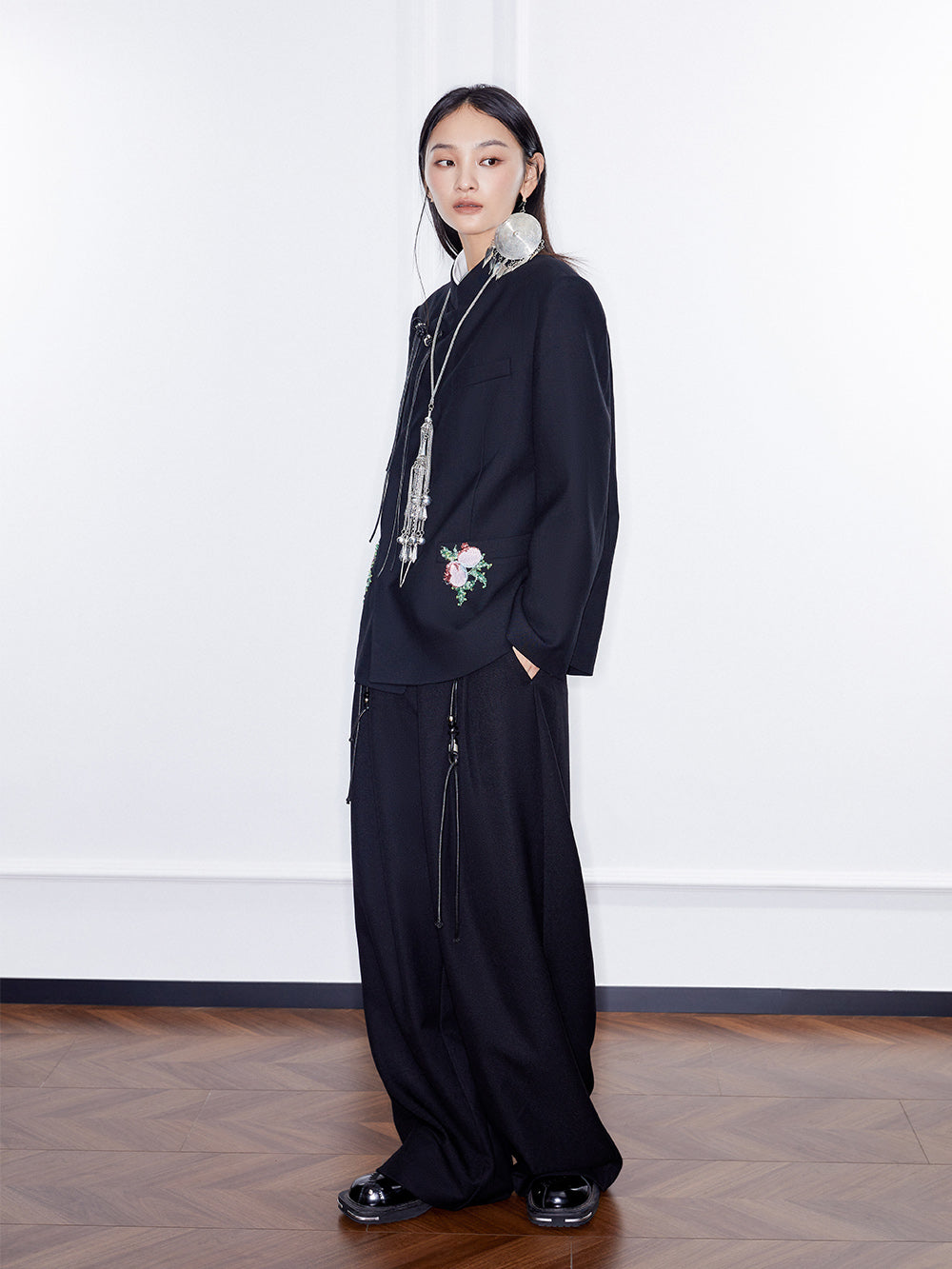 MUKZIN Linglong “Linglongzi”Simple Wide Leg Suit Pants