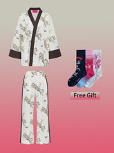 MUKZIN Color Block Printed Retro Style Shirt + Pants Set+Socks