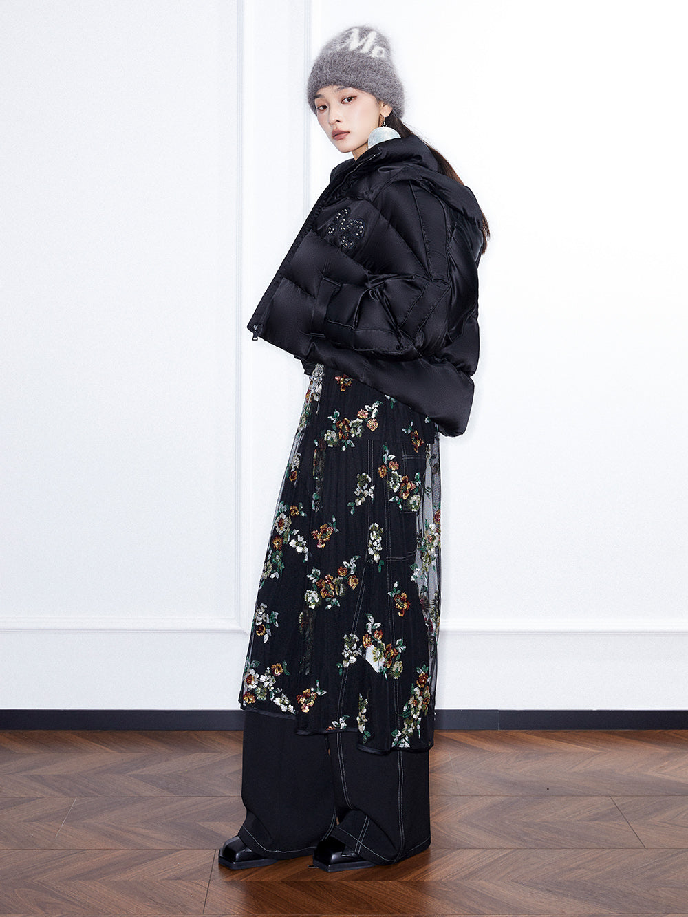 MUKZIN Linglong "Flowers Playing with Shadows"Chinese-style Color-Blocked Shirt Cotton Jacket.