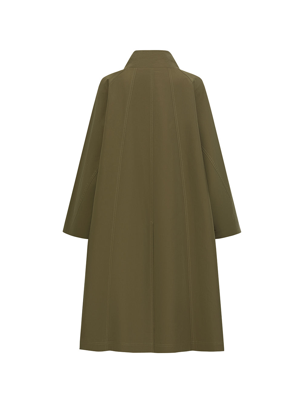 MUKZIN“Realm of Ethereal Mist”Olive Green Long Trench Coat with Floral Appliqué