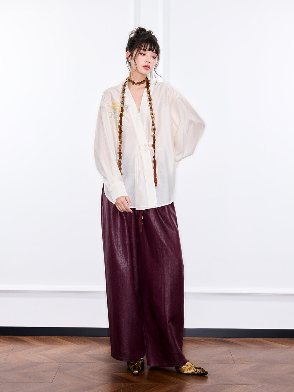 MUKZIN "Ode to the New Summer"Neo - Chinese Style Embroidered White Shirt