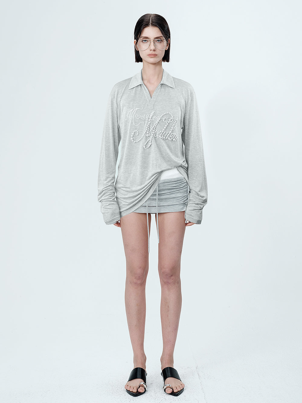 MUKTANK×MODULER Heavy-Detailed Polo Shirt with Pearl Embroidery