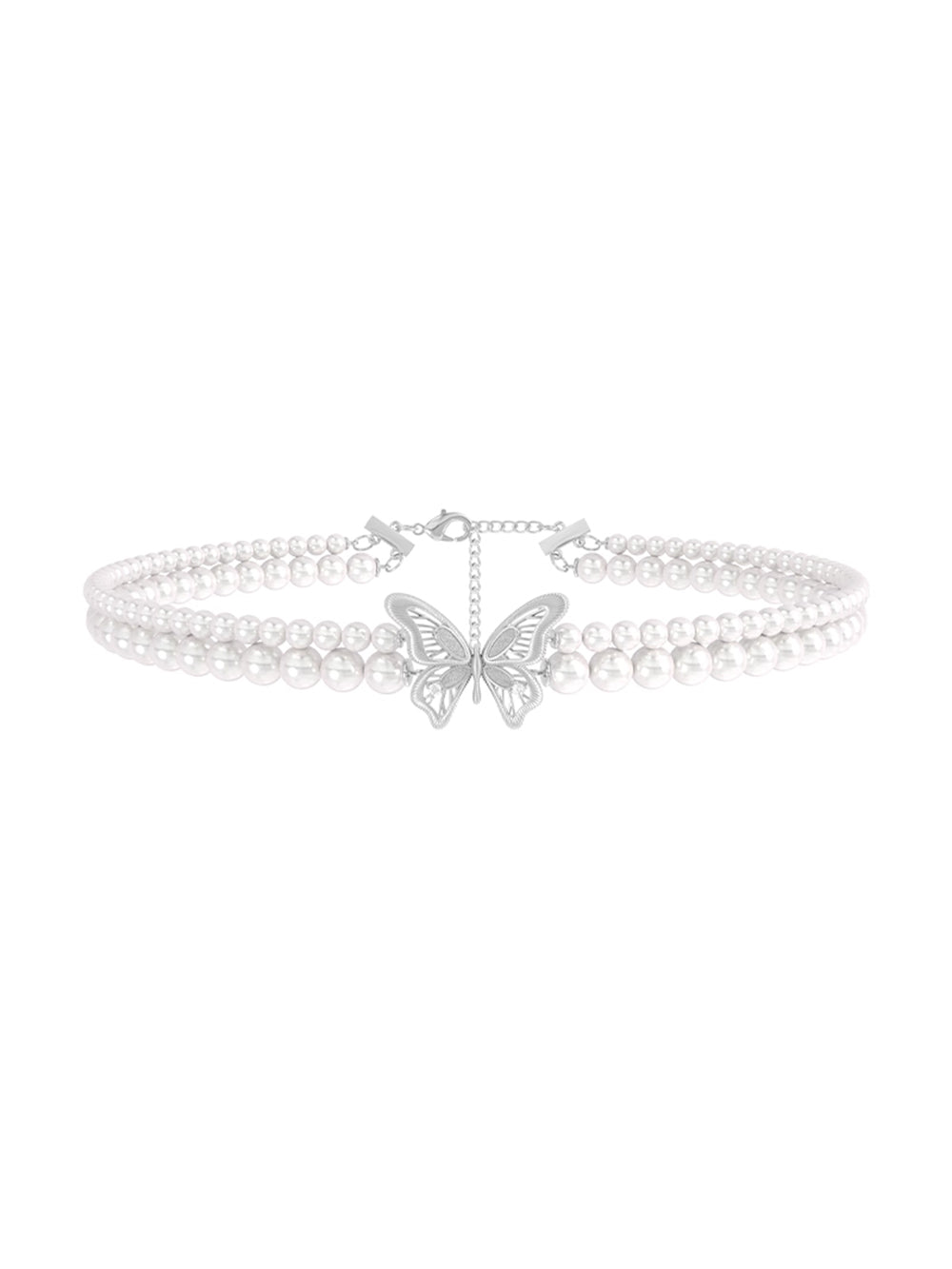 MUKTANK×SUN HUNTER “Emergence”Two-Tone Lace Butterfly Pearl Bracelet