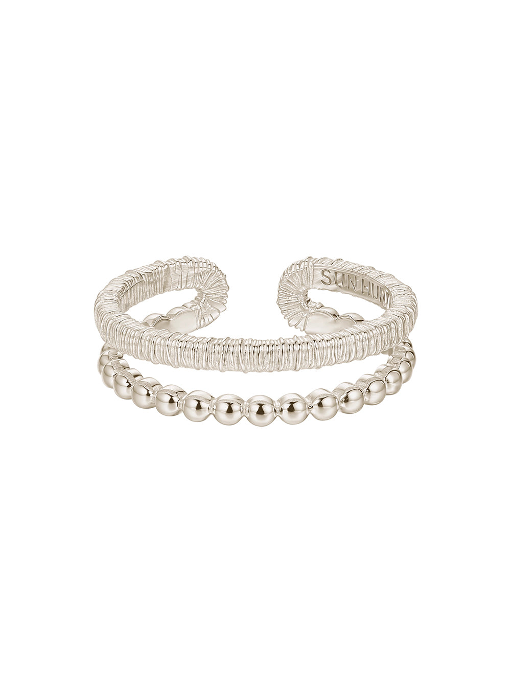 MUKTANK×SUN HUNTER Brushed Double-Layer Ring - S925 Silver