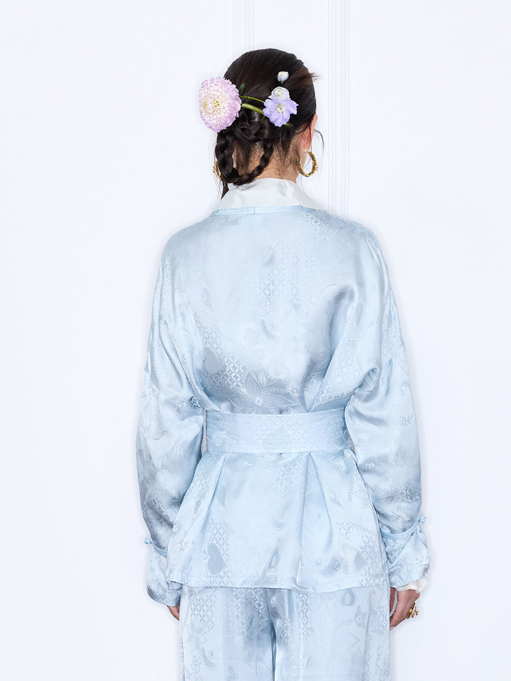 MUKZIN "Capsule Collection" New Chinese Style Jacquard V Neck Fitted Set Jacket