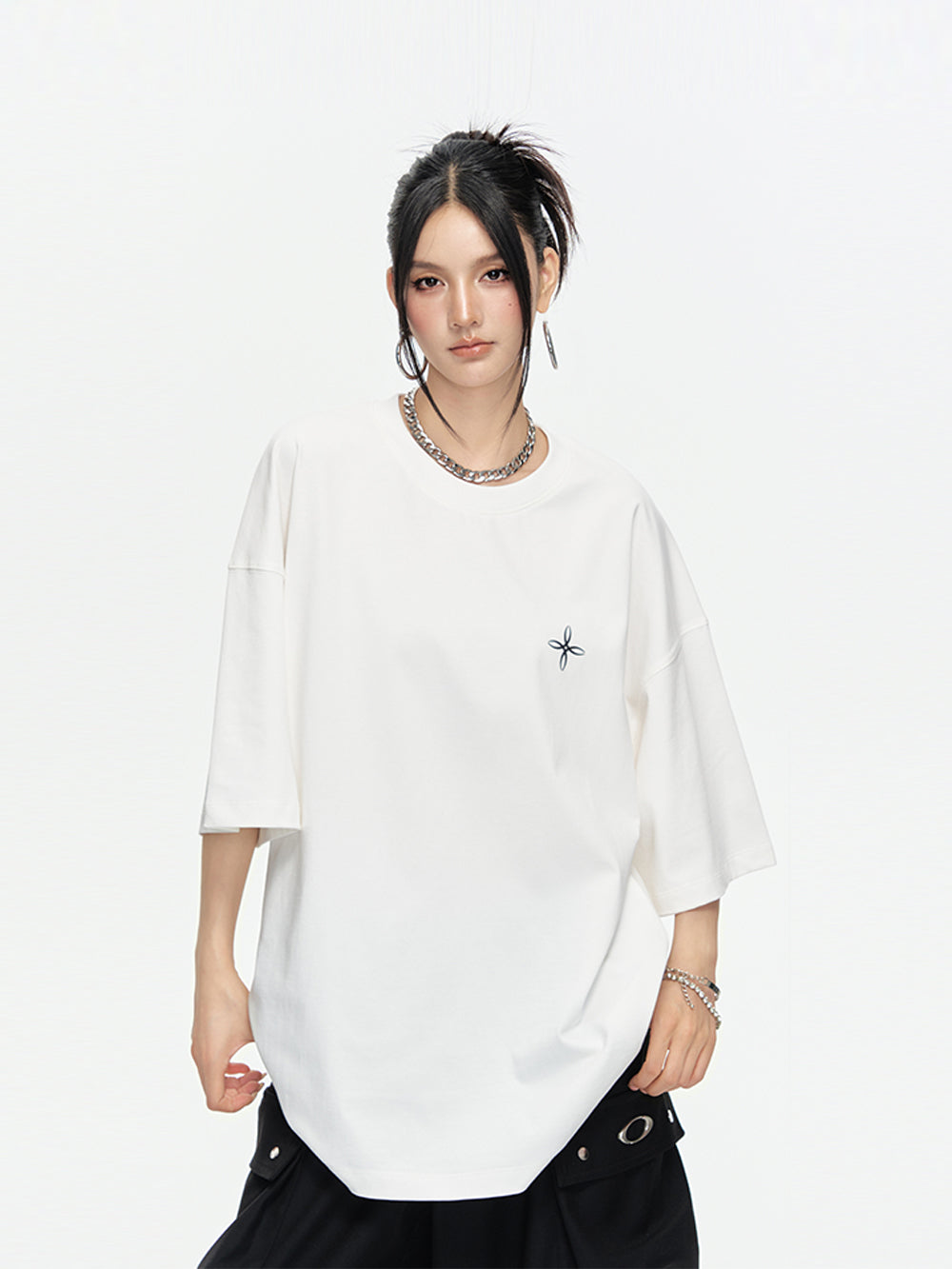 MUKTANK×ARDENCODE Reflective Print Casual 305g Heavyweight Pure Cotton Crewneck Unisex Short-Sleeved Loose T-Shirt
