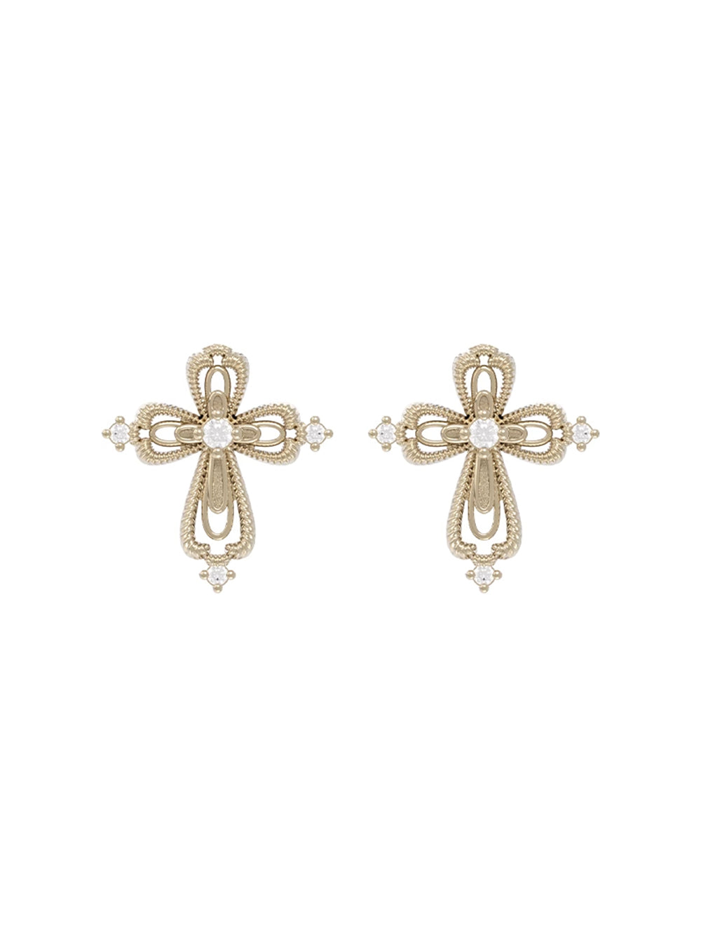 MUKTANK×SUN HUNTER Lace cross stud earrings