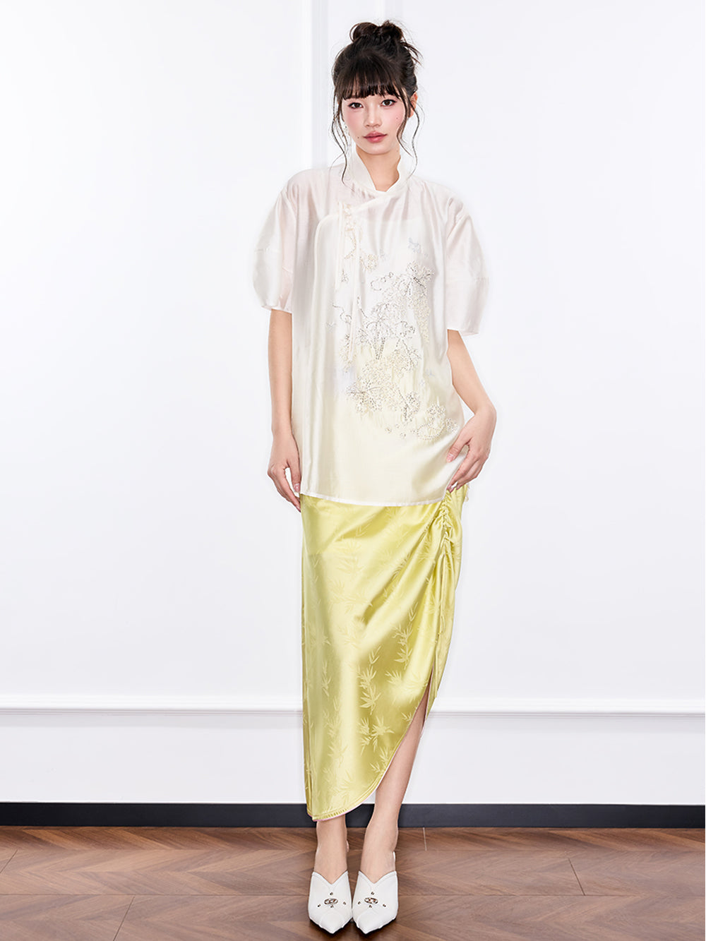 Mukzin "Ode To The New Summer"Short-Sleeved Shirt With New Chinese-Style Frog Buttons On The Placket