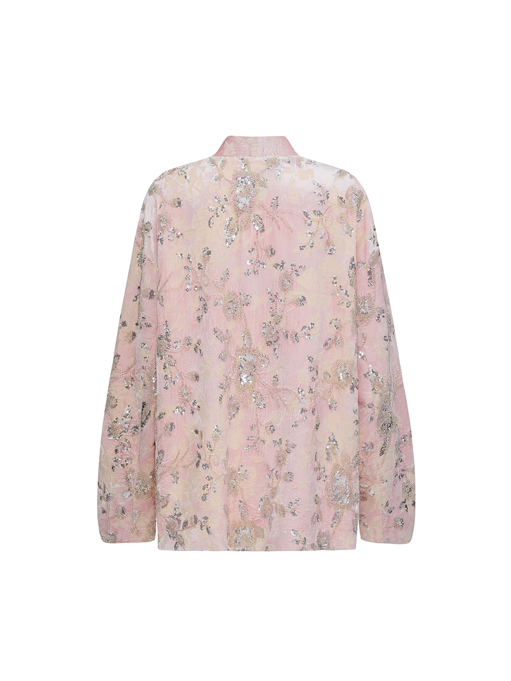 MUKZIN“Realm of Ethereal Mist”Pink Floral Jacquard Loose Cardigan
