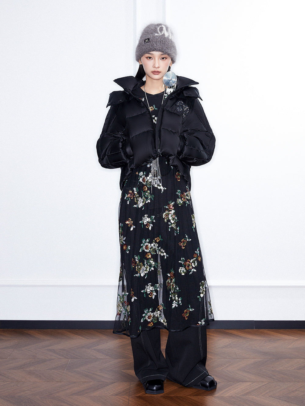 MUKZIN Linglong "Flowers Playing with Shadows"Chinese-style Color-Blocked Shirt Cotton Jacket.