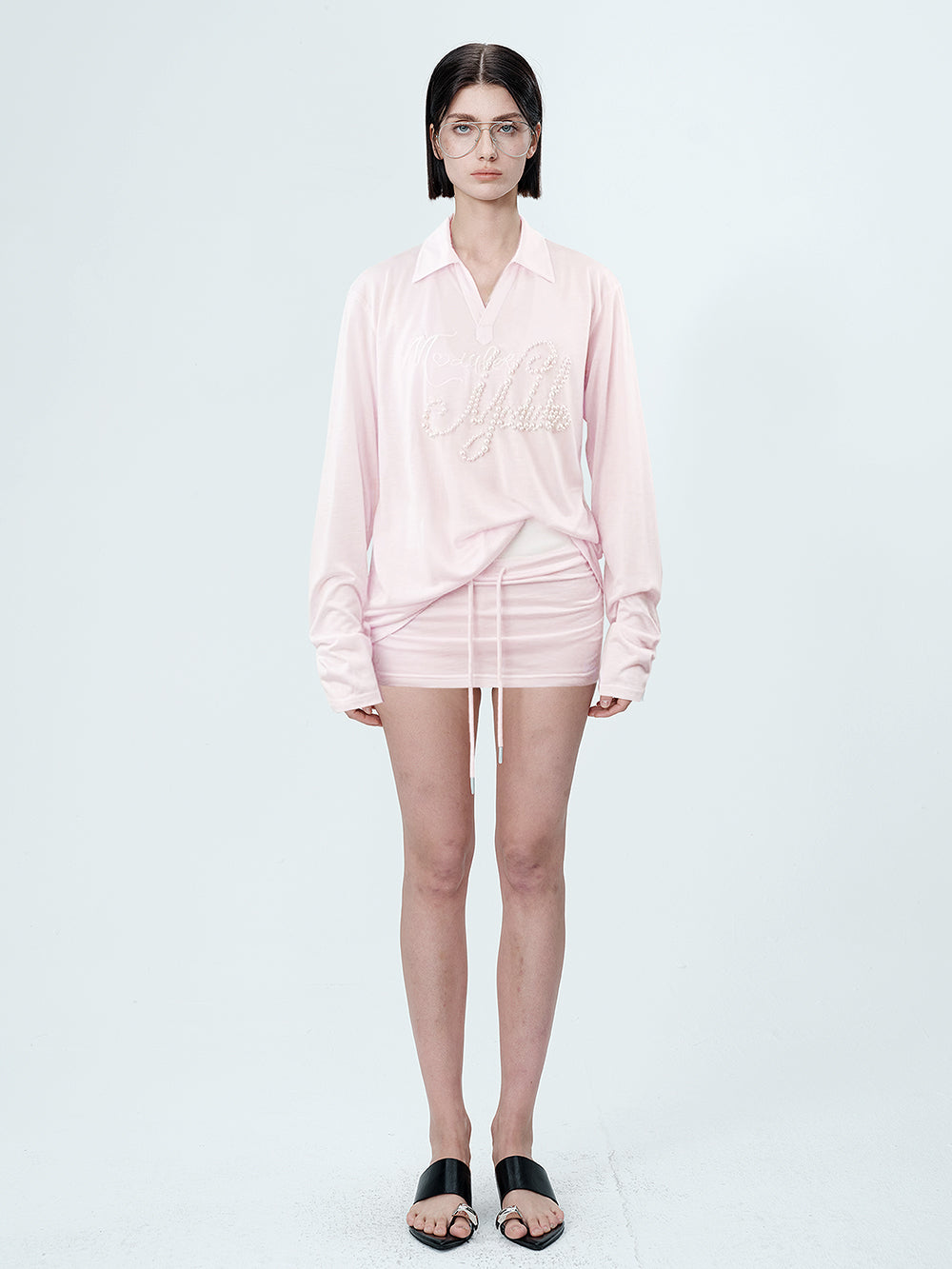 MUKTANK×MODULER Heavy-Detailed Polo Shirt with Pearl Embroidery