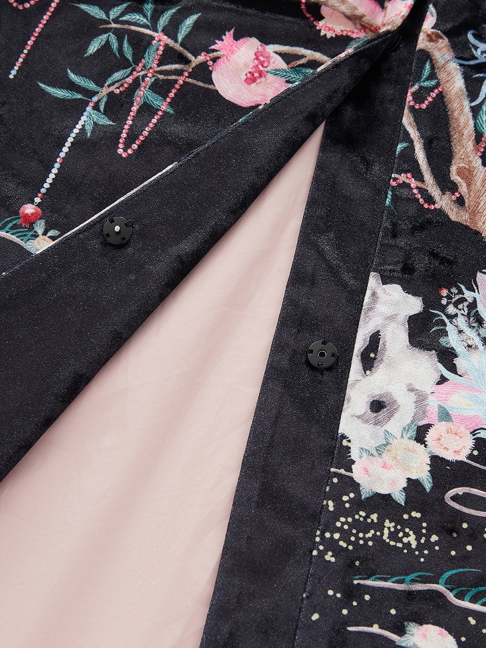 MUKZIN Linglong "Linglongzi" Stand Collar Velvet Printed Cardigan
