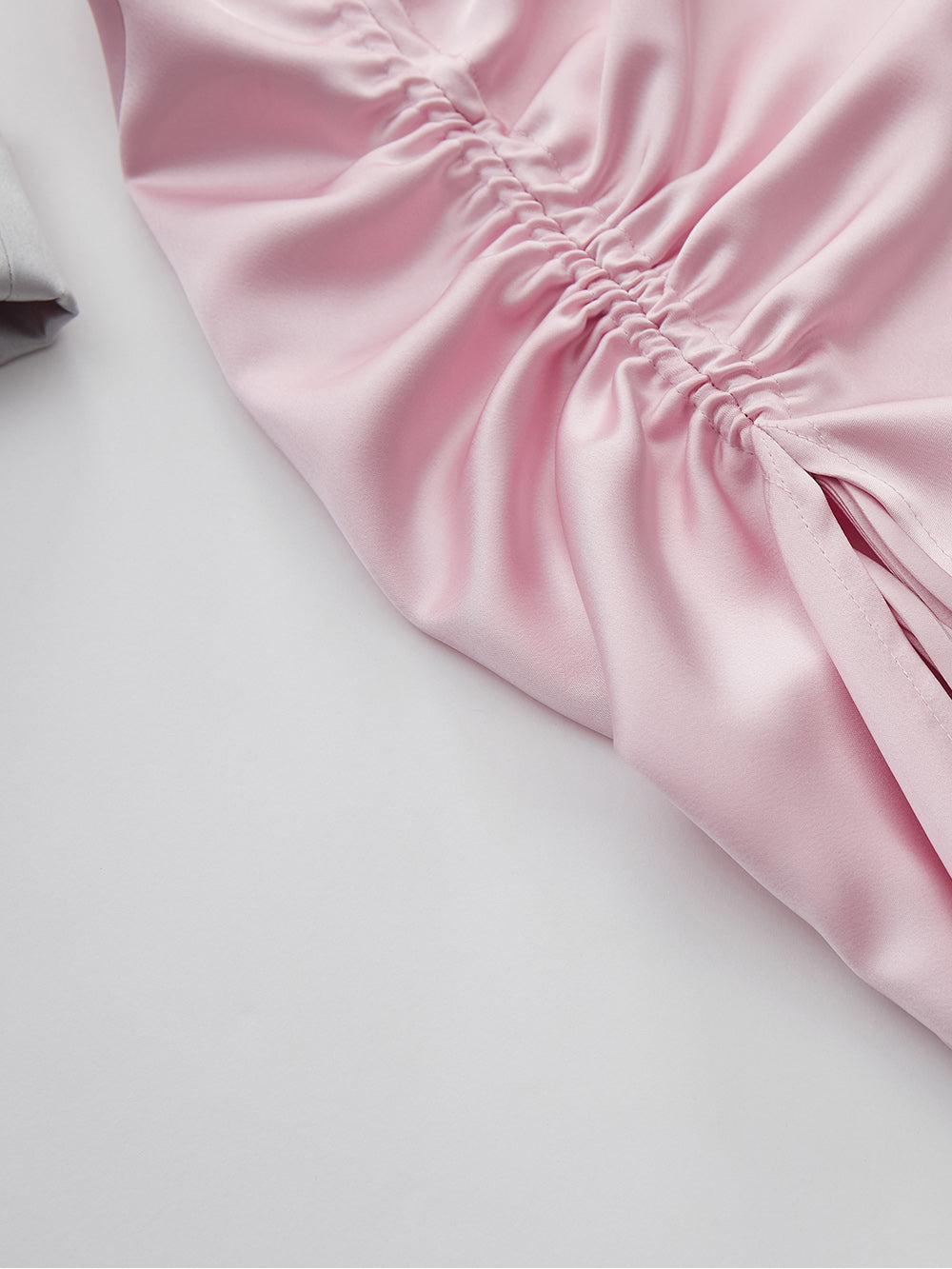 MUKZIN SpringPrelude“Wind in the Pines” New Chinese-style Satin Cheongsam Skirt with Waist Gathers