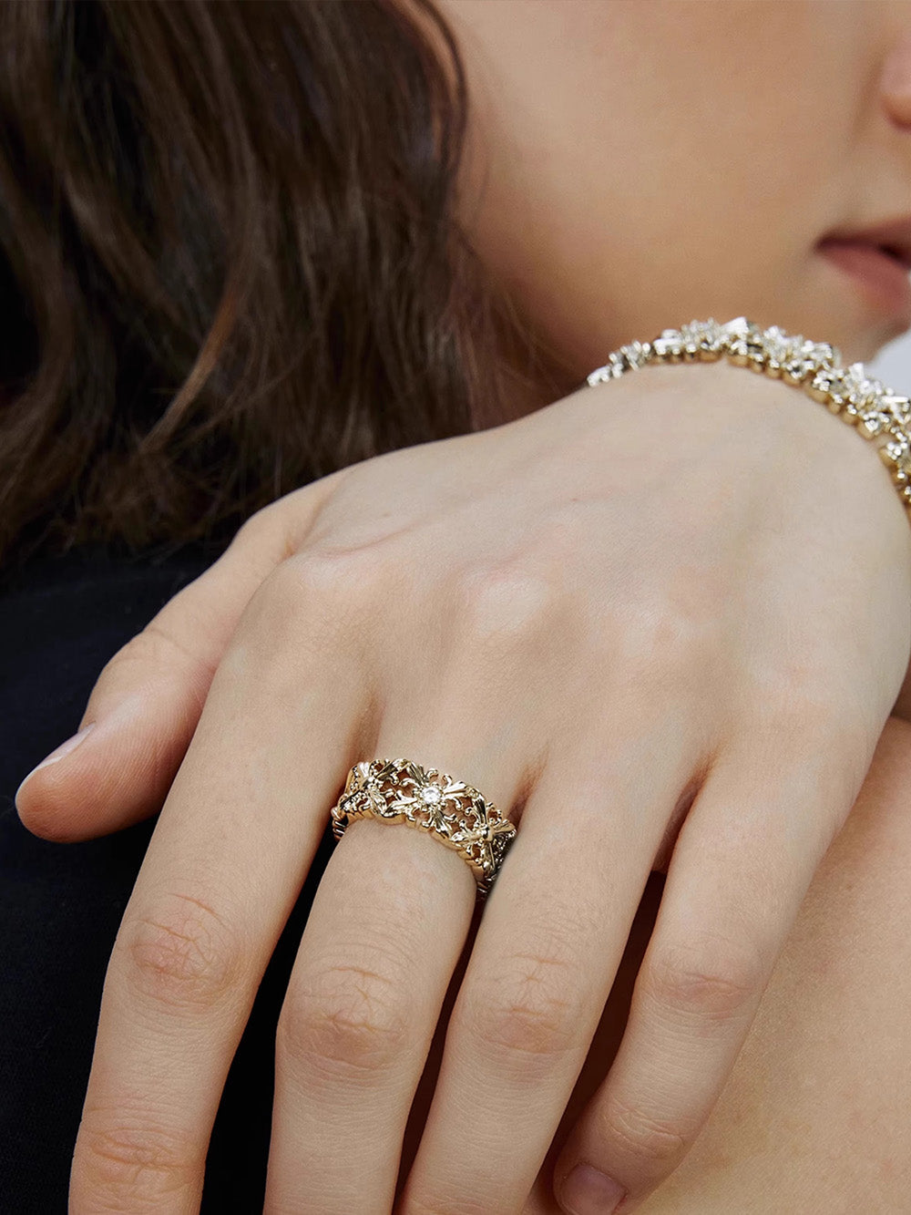 MUKTANK×SUN HUNTER Full-band Ring with Iris Design