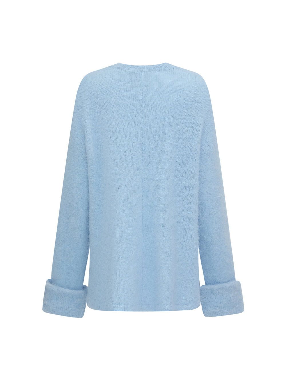 MUKZIN“Realm of Ethereal Mist”Light Blue Fuzzy Cardigan with Floral Decoration