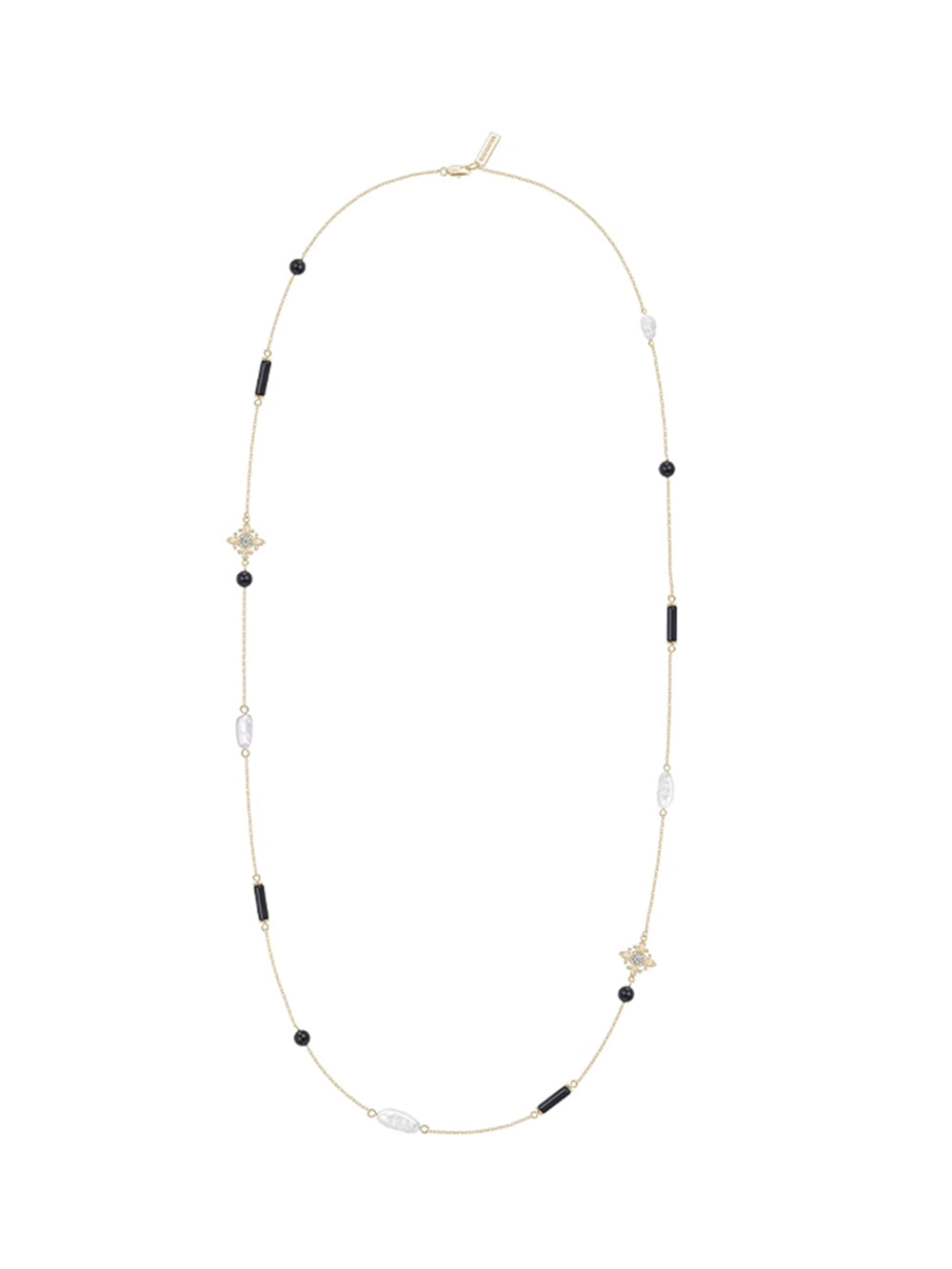 MUKTANK×SUN HUNTER Long Chain with Iris Design, Agate and Pearls