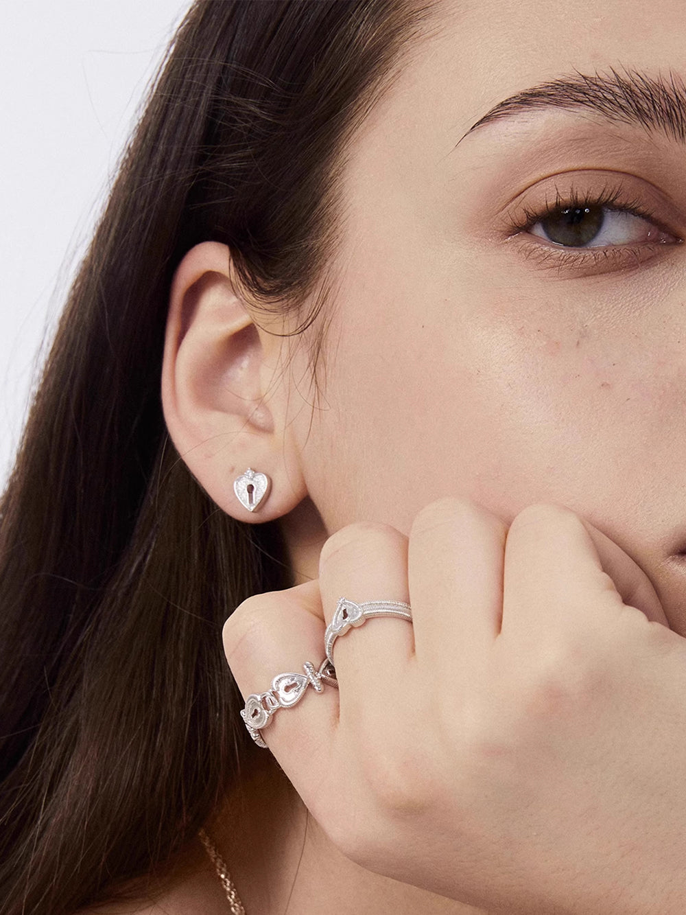 MUKTANK×SUN HUNTER Lace heart double-lock ring