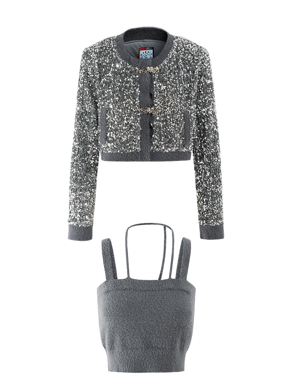 MUKZIN Y2K Style Attractive Sparkling Coat Skirts Charming Set