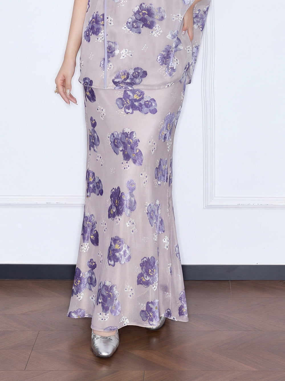 MUKZIN "Capsule Collection" Chinese Style Intangible Cultural Heritage Heavy Su Embroidery Freesia Midi Skirt