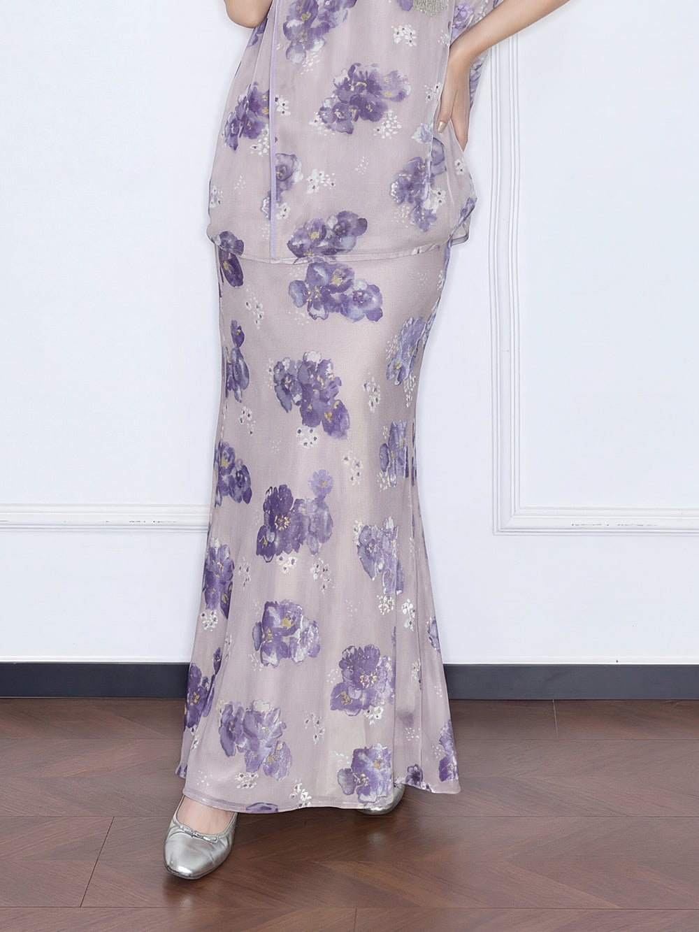 MUKZIN "Capsule Collection" Chinese Style Intangible Cultural Heritage Heavy Su Embroidery Freesia Midi Skirt