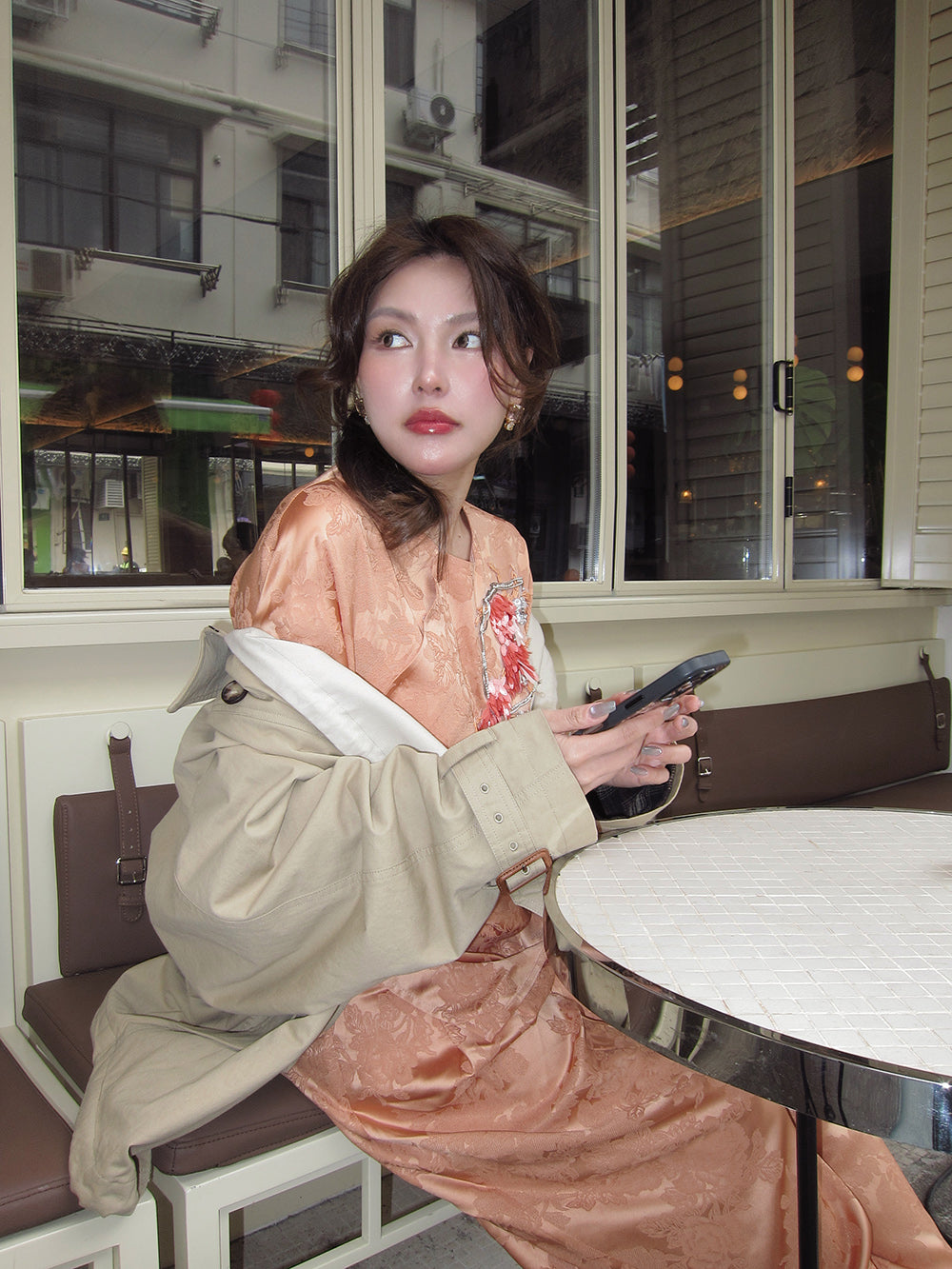 MUKZIN "Capsule Collection" Chinese Jacquard Trousers with 3D Peach Blossom Su Embroidery